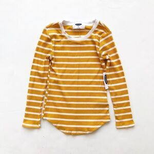 Old Navy NWT yellow stripe ribbed LS top S(6/7)